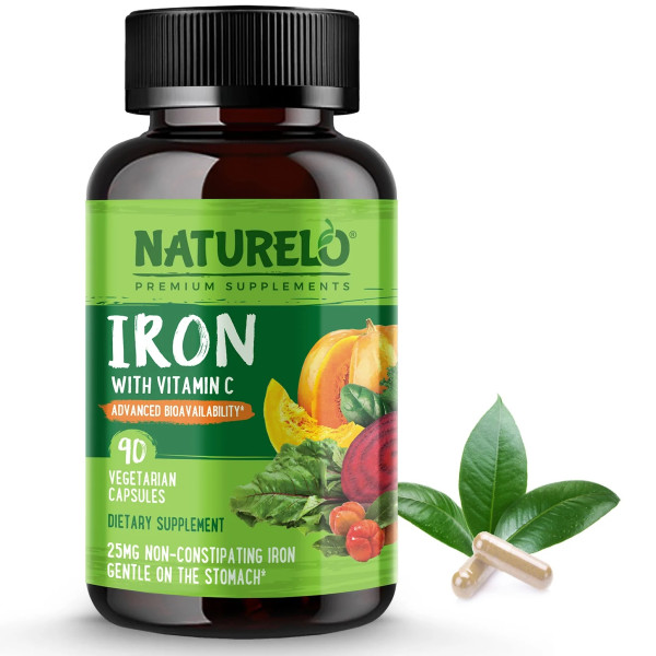 Premium Vegan Iron with Vitamin C. 90 Capsules (Gélules)